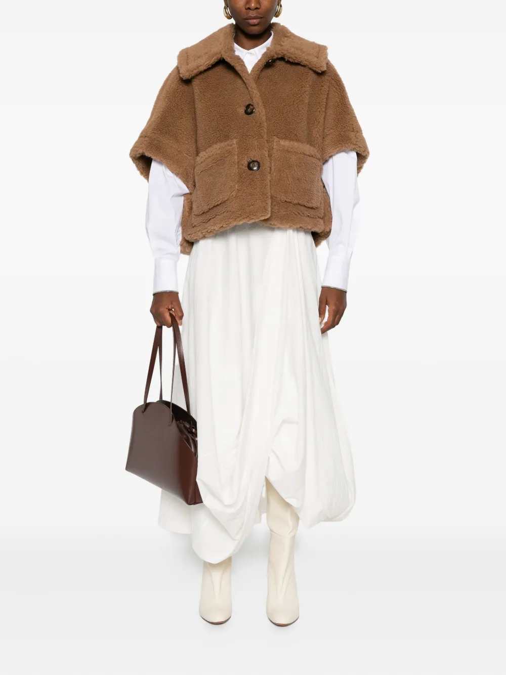Max Mara patch-pocket cape Bruin