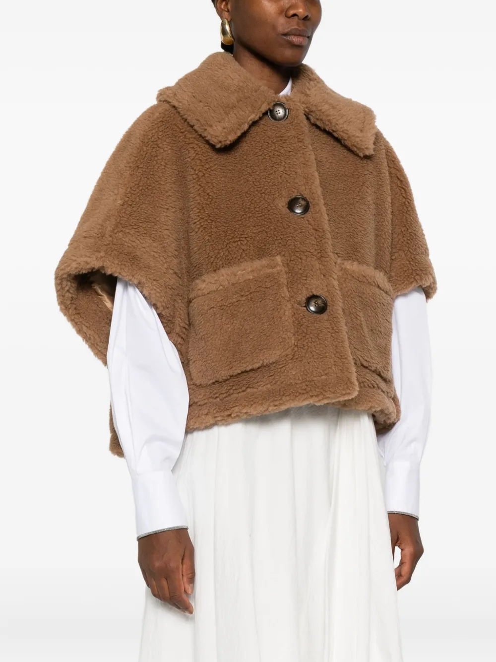 Max Mara patch-pocket cape Bruin