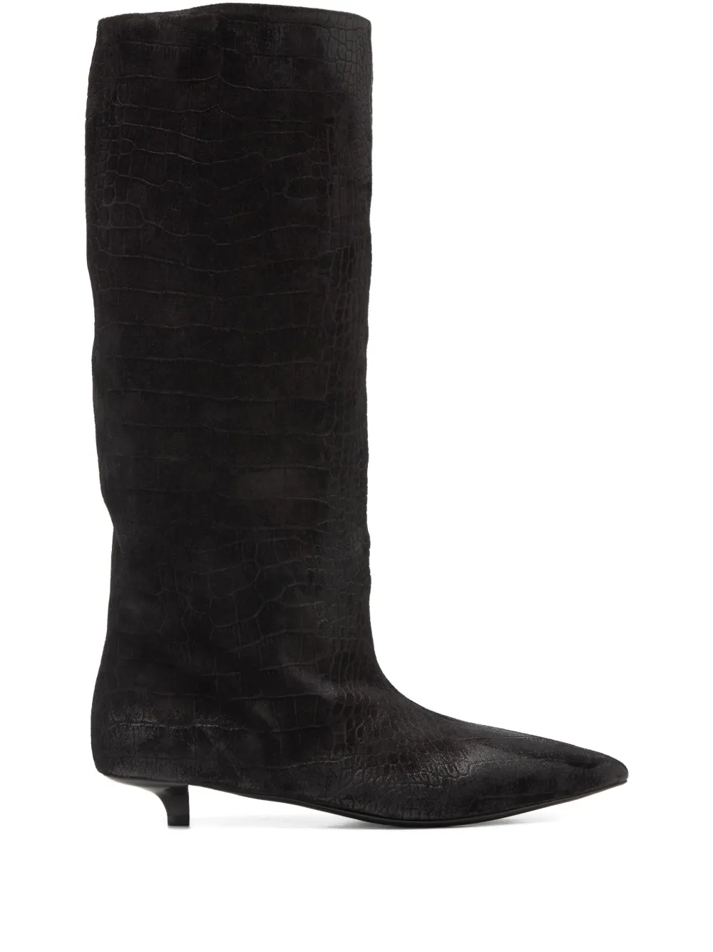 Marsèll Pointed-toe Embossed-leather Boots In Black