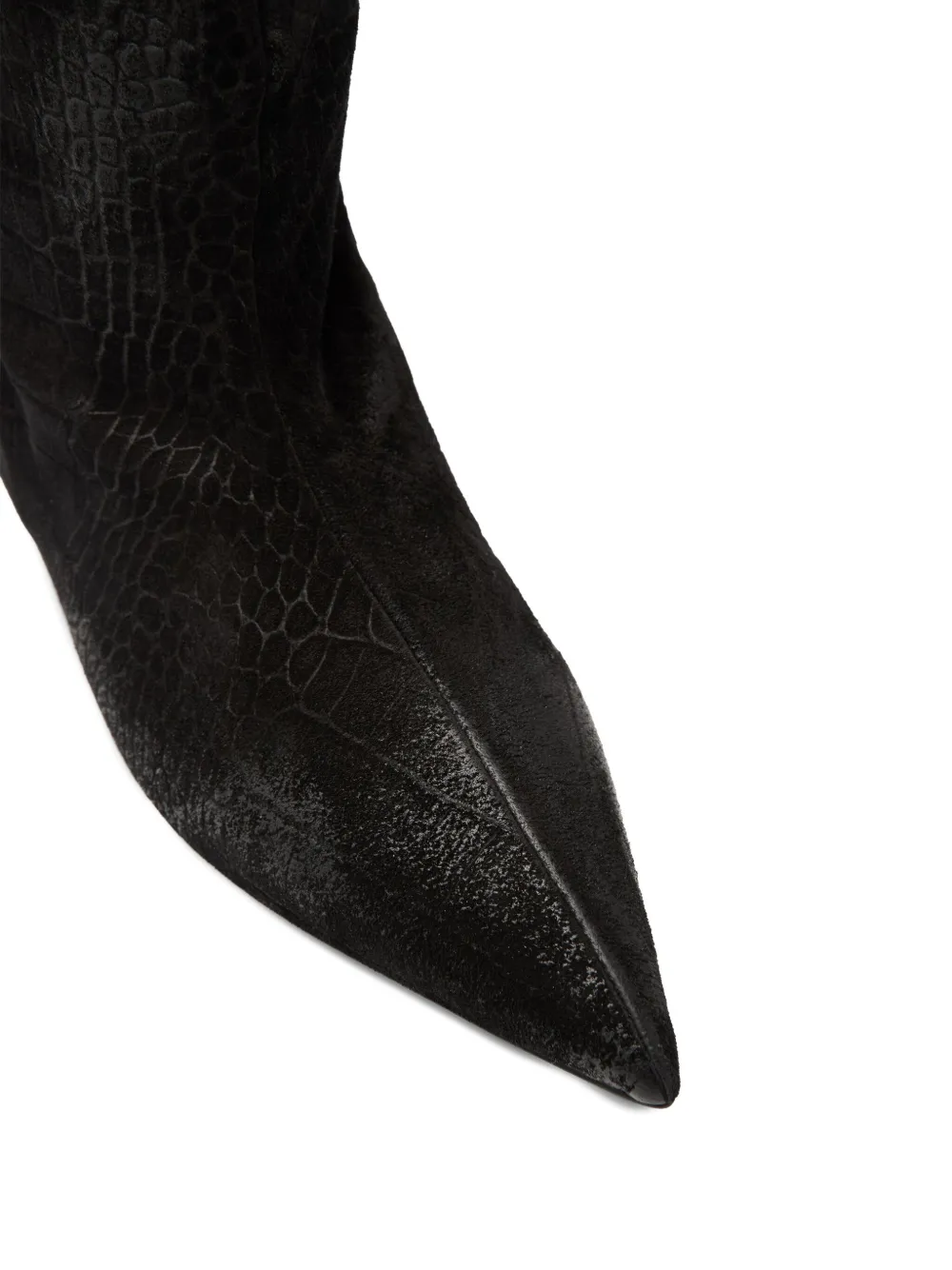 Marsèll Pointed-toe Embossed-leather Boots In Black