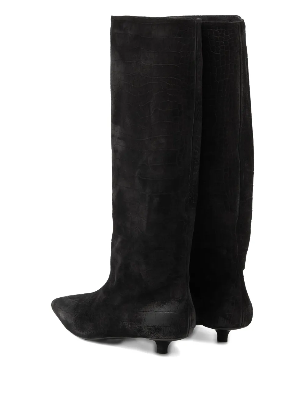 Marsèll Pointed-toe Embossed-leather Boots In Black