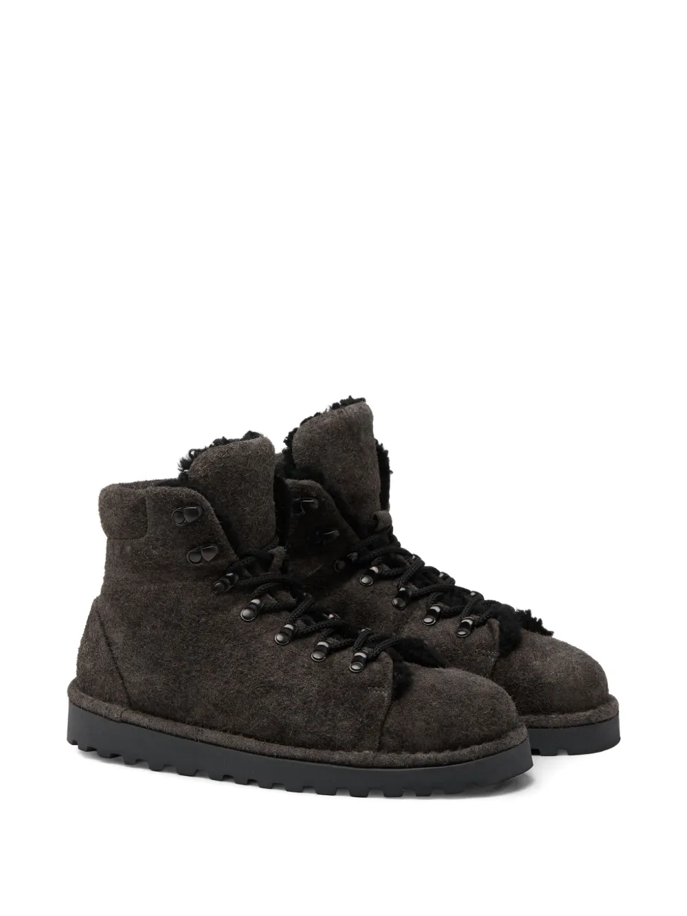 Marsèll Pallottola Lace-up Shearling Boots In Gray