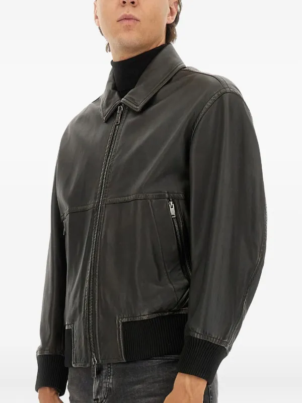 BOSS ジップ レザージャケット | グレー | FARFETCH JP