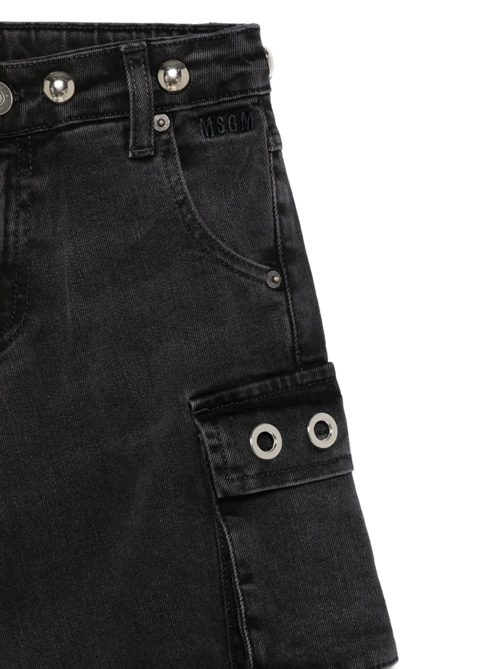 MSGM Kids Jeans met cargo zak en knoopsluiting Zwart