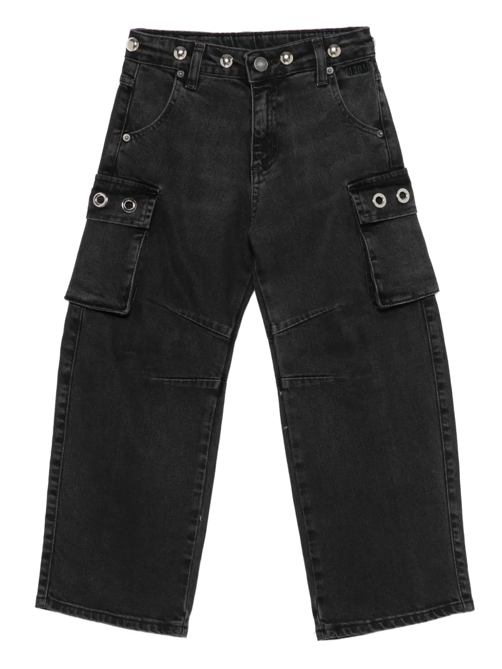 Msgm Kids' Cargo-pocket Button-fastening Jeans In Black