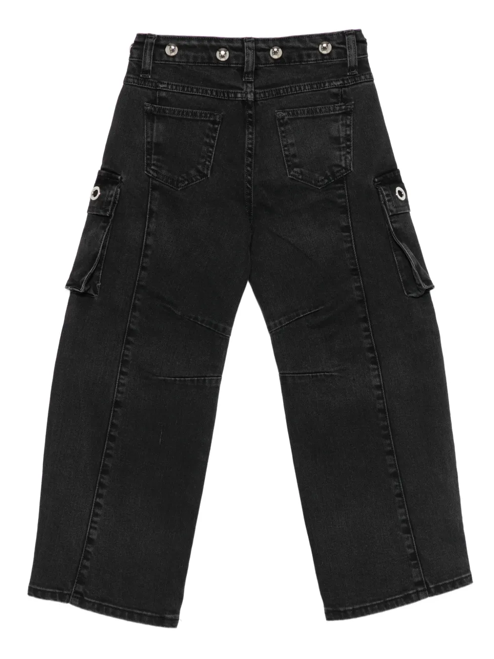 MSGM Kids Jeans met cargo zak en knoopsluiting Zwart