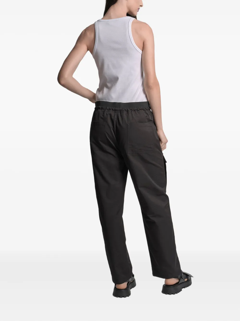 Uma | Raquel Davidowicz Straight broek met cargo zak en trekkoord Zwart