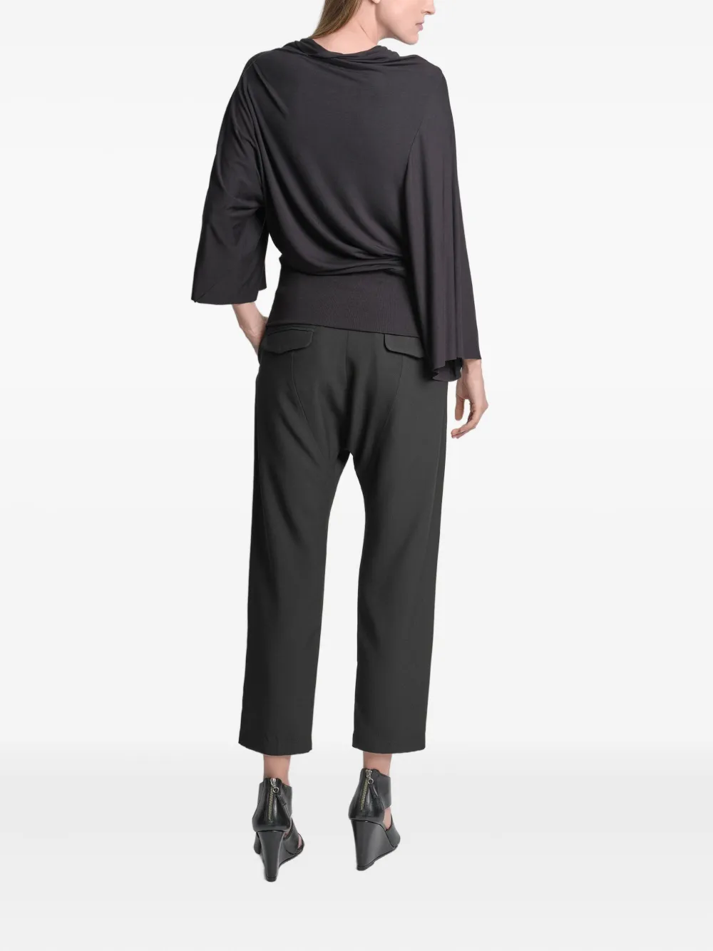 Uma | Raquel Blay Draped Cowl-neck Top In Black