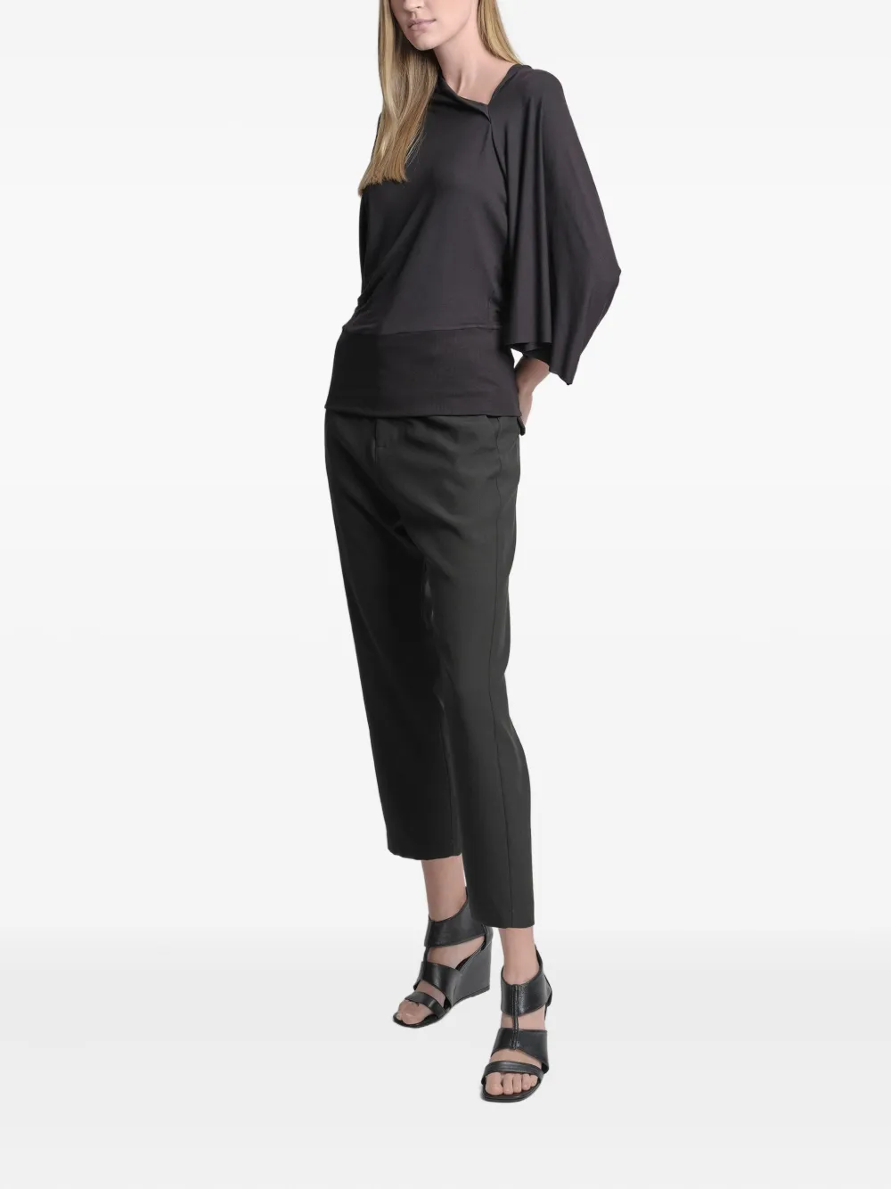 Uma | Raquel Blay Draped Cowl-neck Top In Black