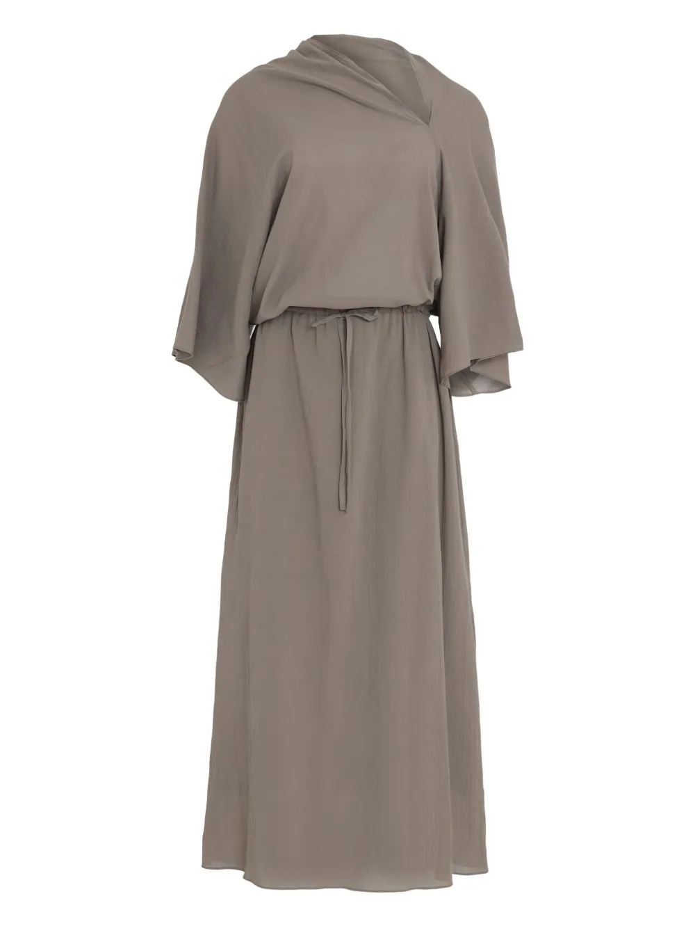 Uma | Raquel Davidowicz Maxi-jurk met trekkoordtaille en col Groen