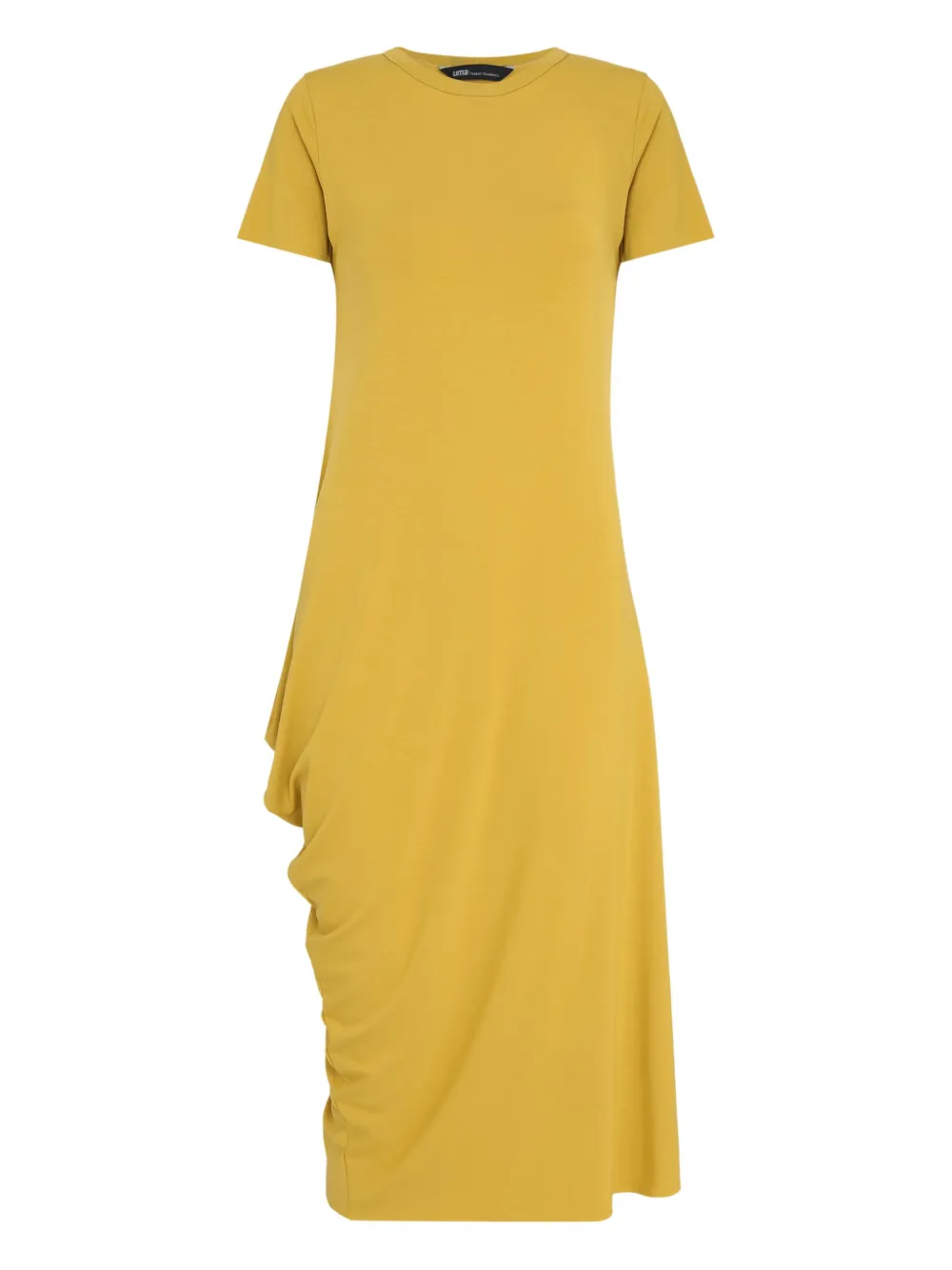 Uma | Raquel Blay robe mi-longue drapée à manches courtes | jaune | Image 1