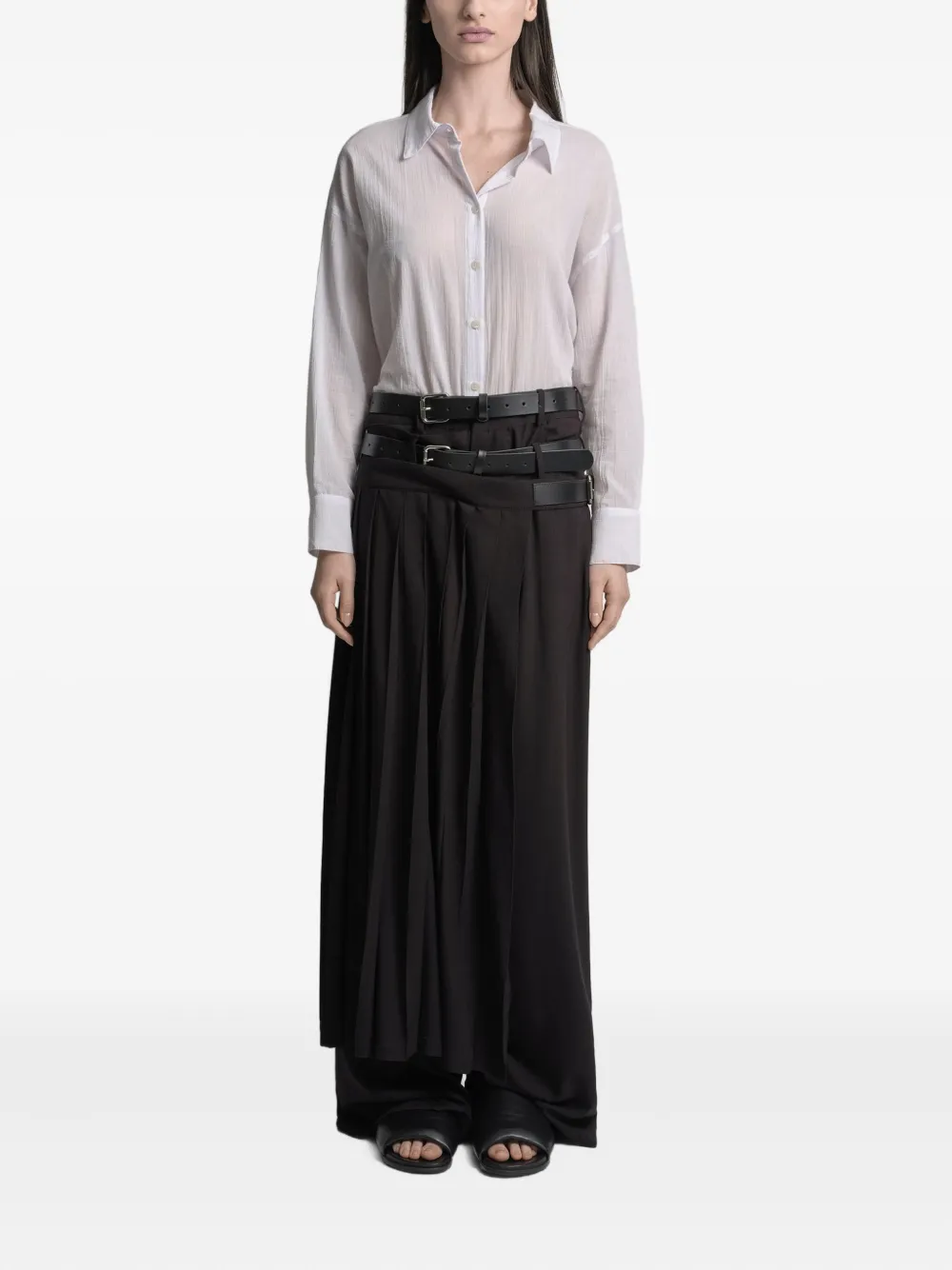 Uma | Raquel Davidowicz skirt-panel straight-leg trousers - Zwart