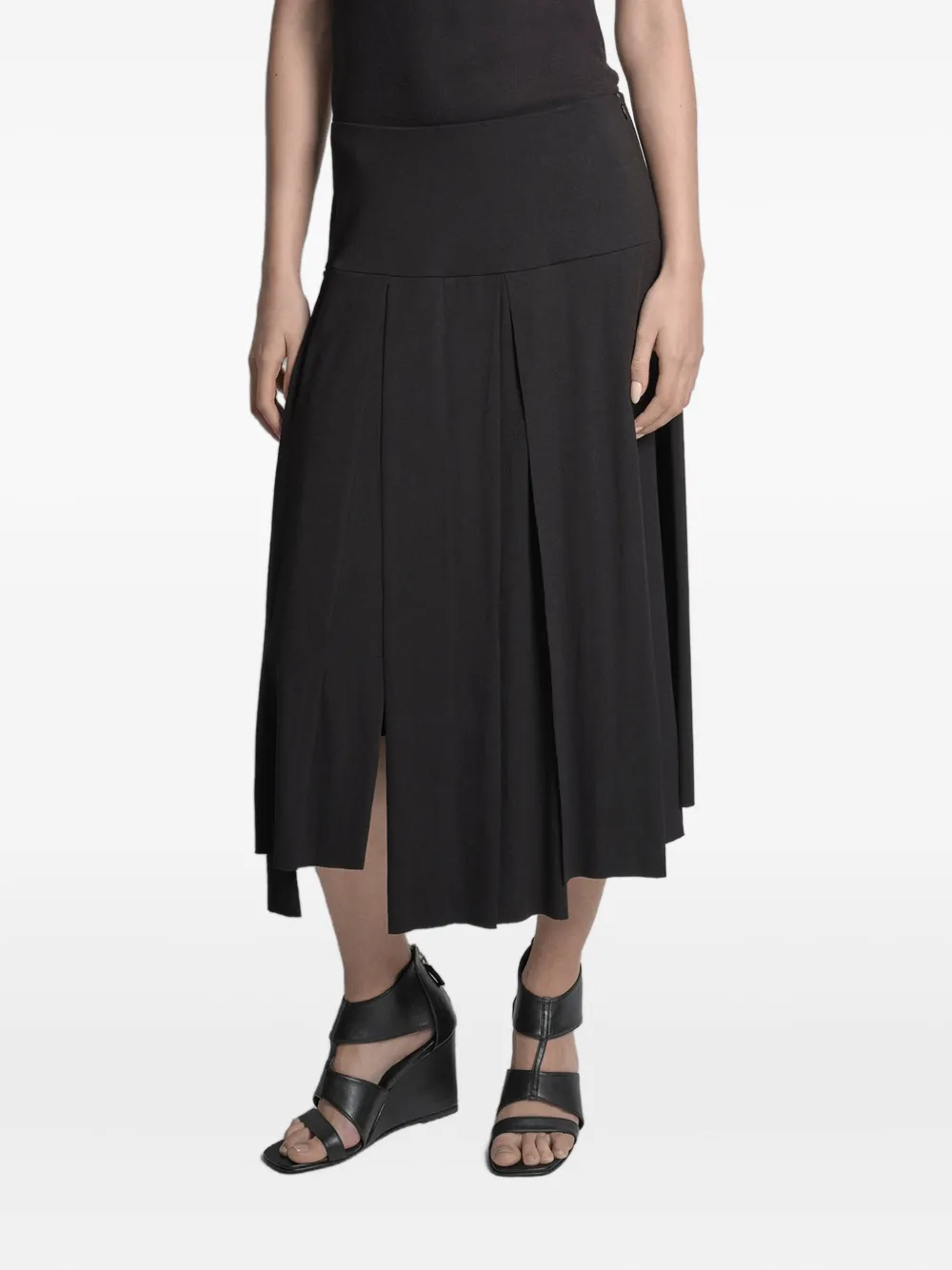 Uma | Raquel Blay Asymmetrische plooirok - Zwart
