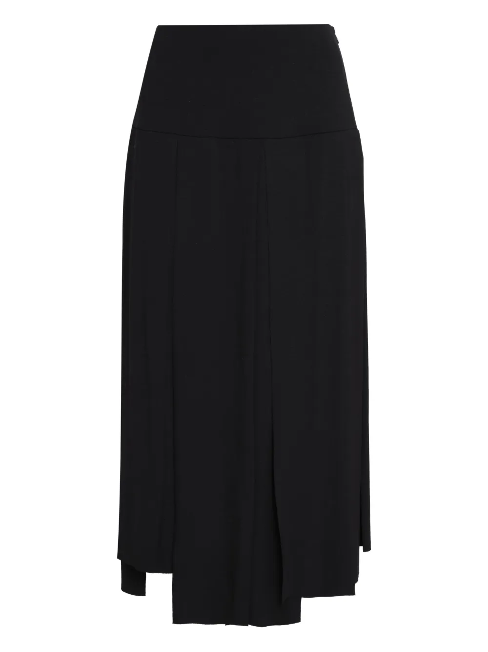 Uma | Raquel Blay Pleated Asymmetric Midi Skirt In Black