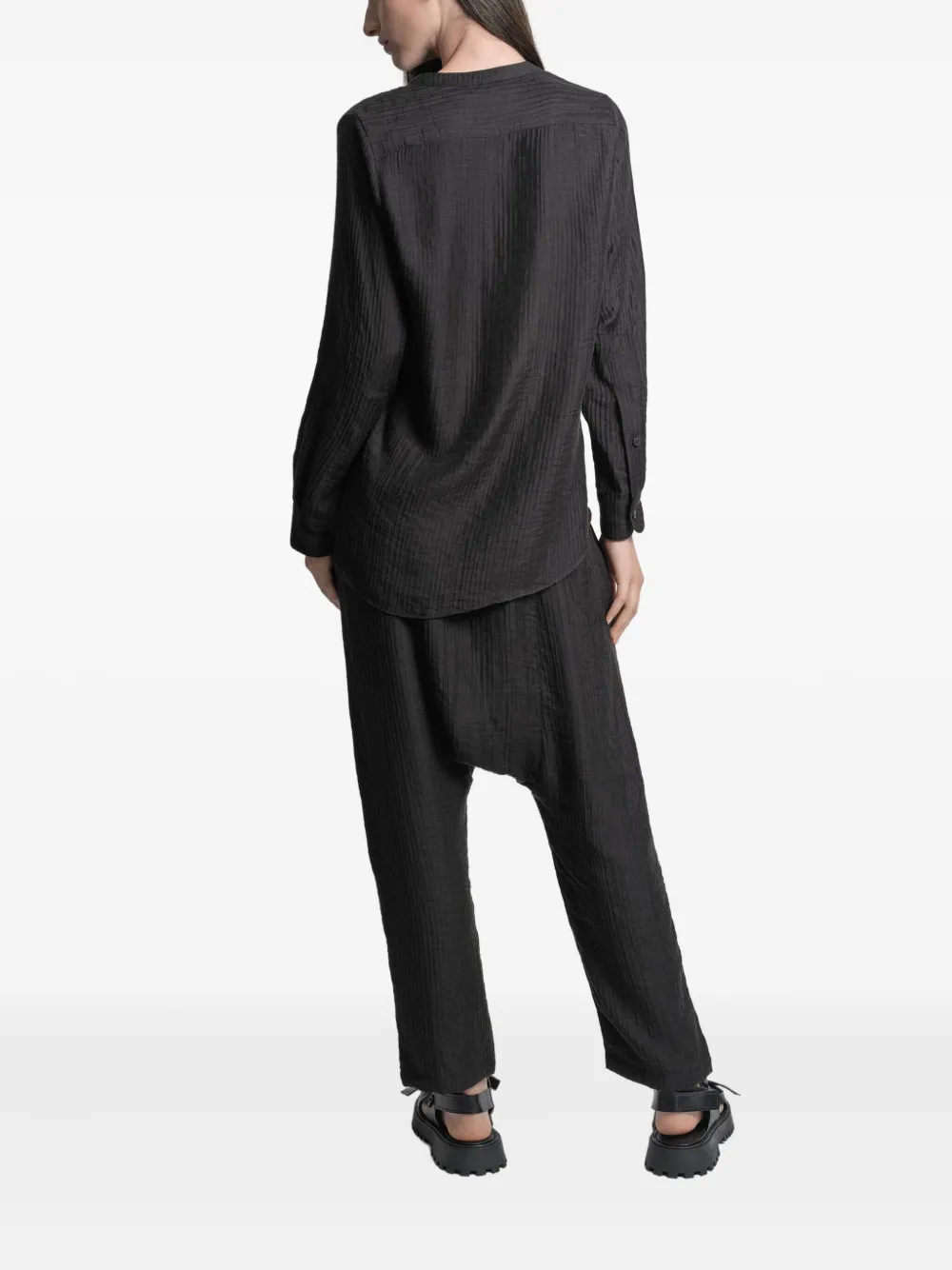 Uma | Raquel Blay Textured V-neck Top In Black