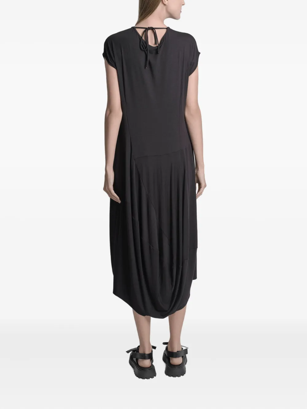 Uma | Raquel Blay Laptop Draped V-neck Midi Dress In Black