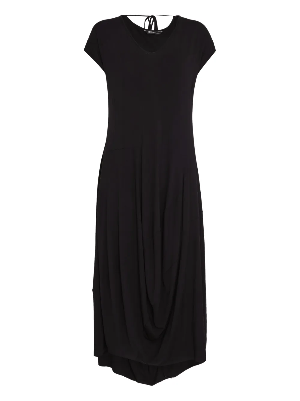 Uma | Raquel Blay Laptop draped V-neck midi dress | Black | Image 1