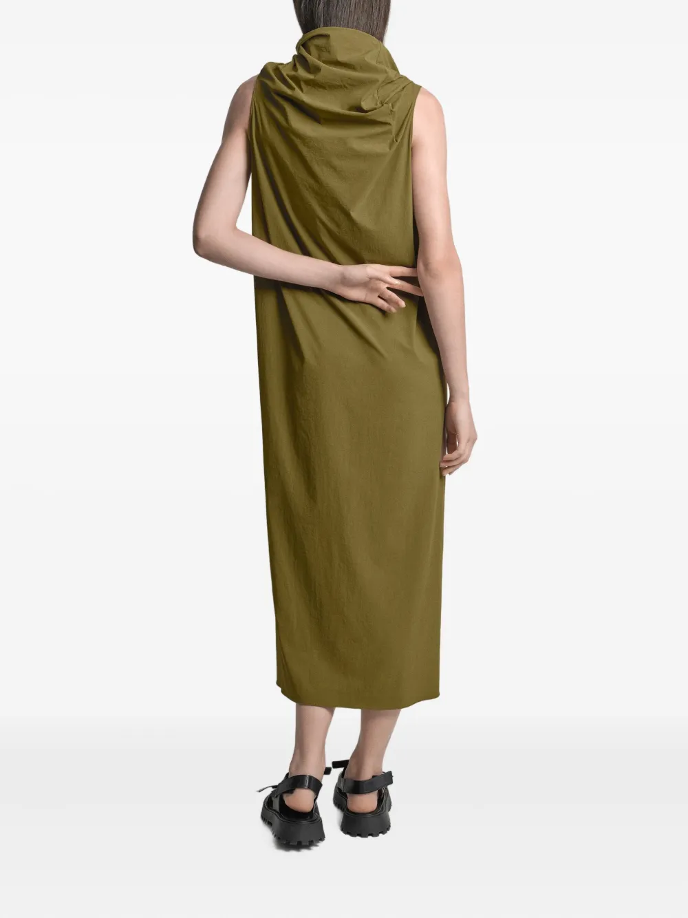 Uma Raquel Davidowicz Cowl-neck Draped Midi Dress In Green