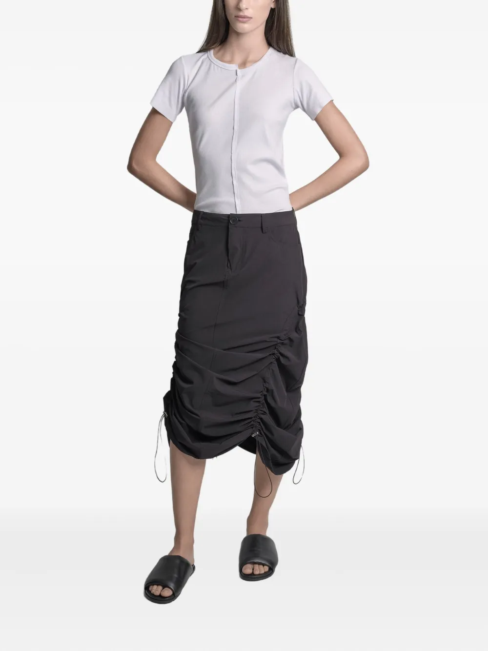 Uma Raquel Davidowicz Drawstring Ruffled Skirt In Black