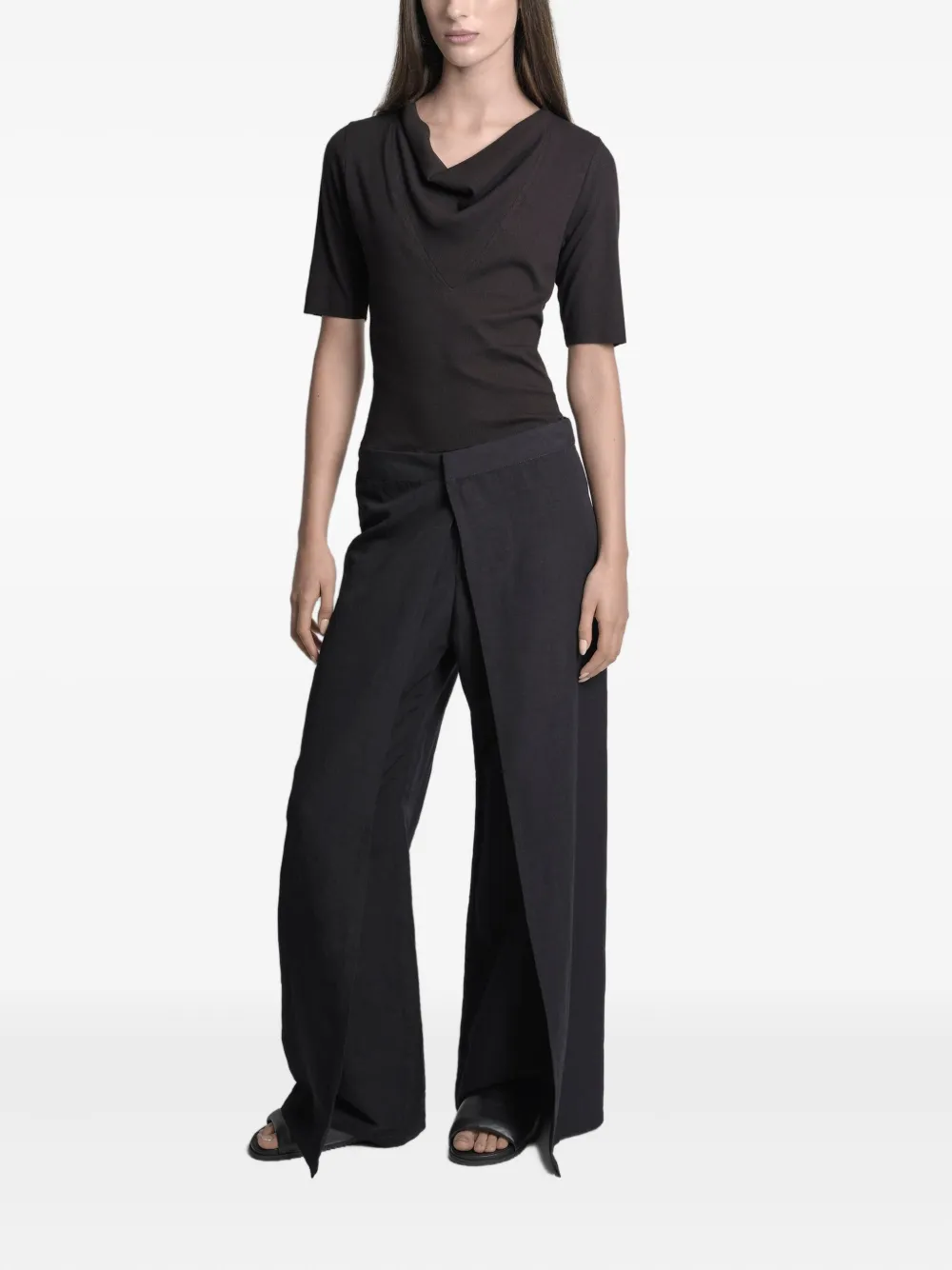 Uma | Raquel Davidowicz DVD wrap-front wide-leg trousers - Zwart