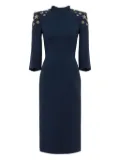 Jenny Packham star-embellished mock-neck midi dress - Blue