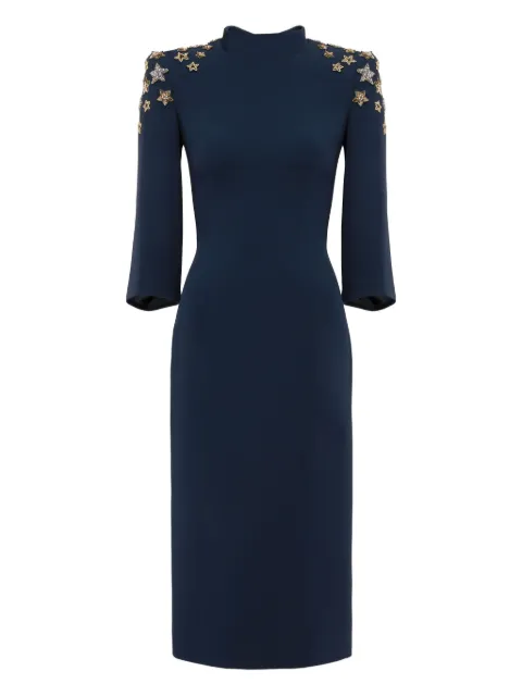 Jenny Packham star-embellished mock-neck midi dress