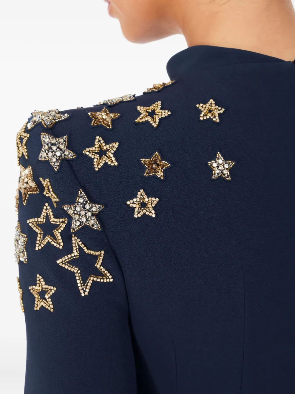 Jenny Packham Stella Star-embellished Mock-neck Midi Dress In Blue