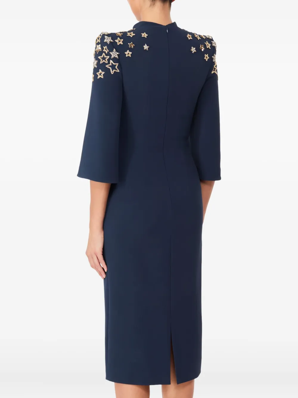 Jenny Packham Stella Star-embellished Mock-neck Midi Dress In Blue