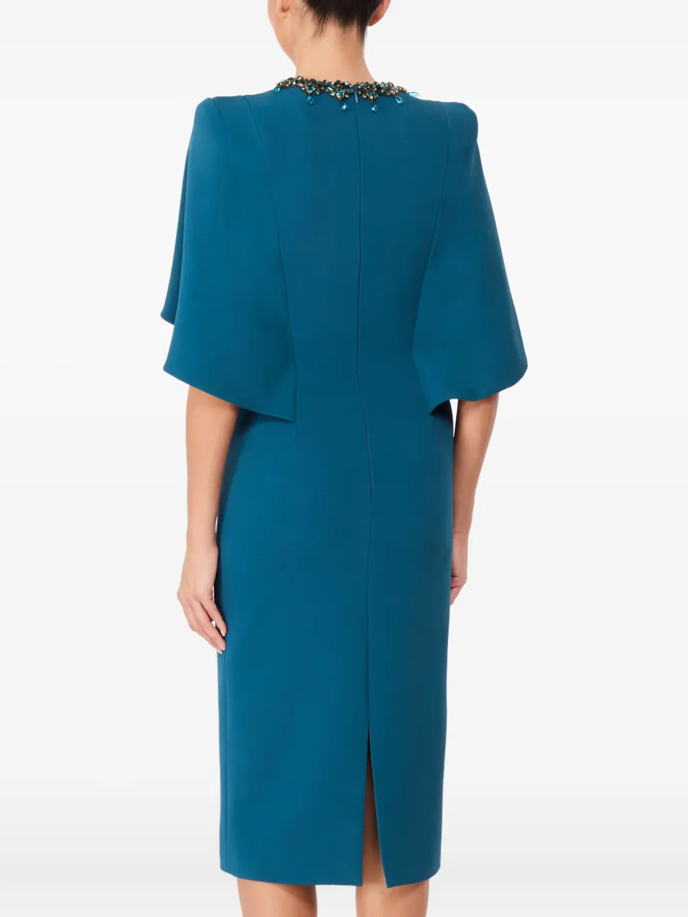 Jenny Packham Ursa midi-jurk met verfraaide hals Blauw