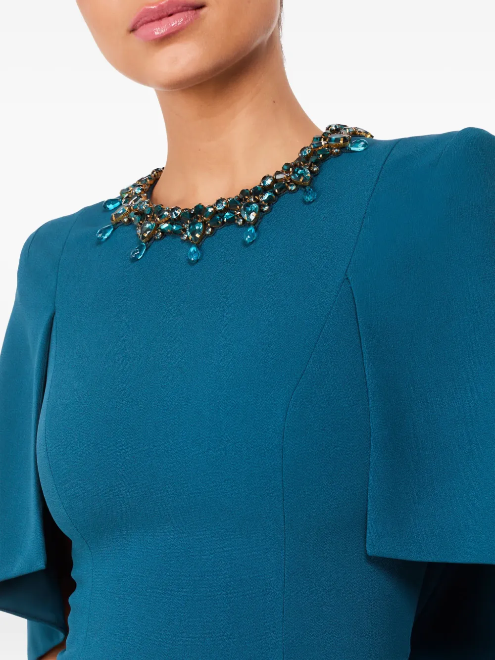 Jenny Packham Ursa midi-jurk met verfraaide hals Blauw