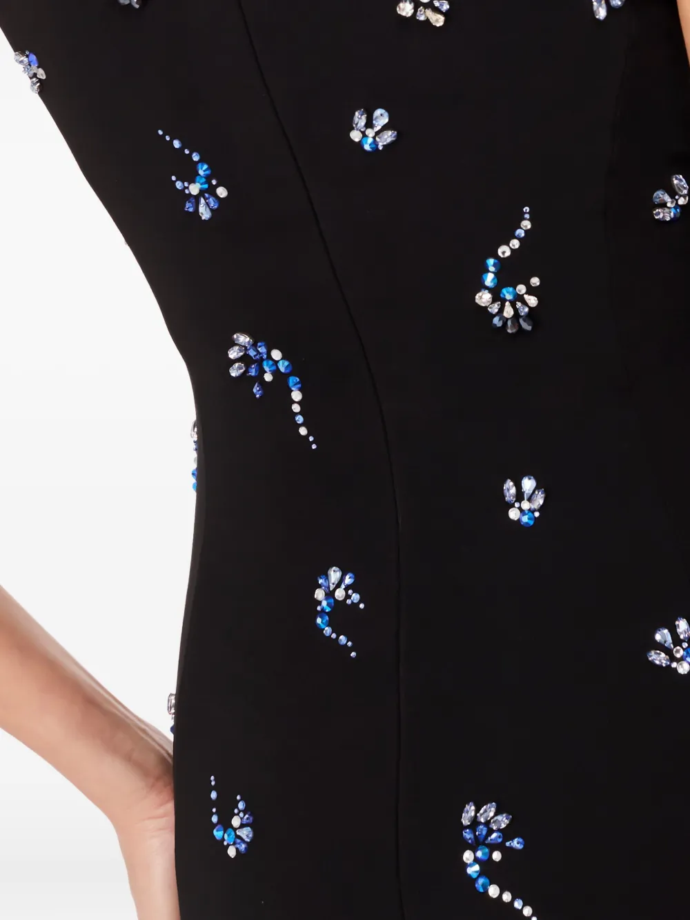 Jenny Packham Embellished Cap-sleeve Midi Dress In Black