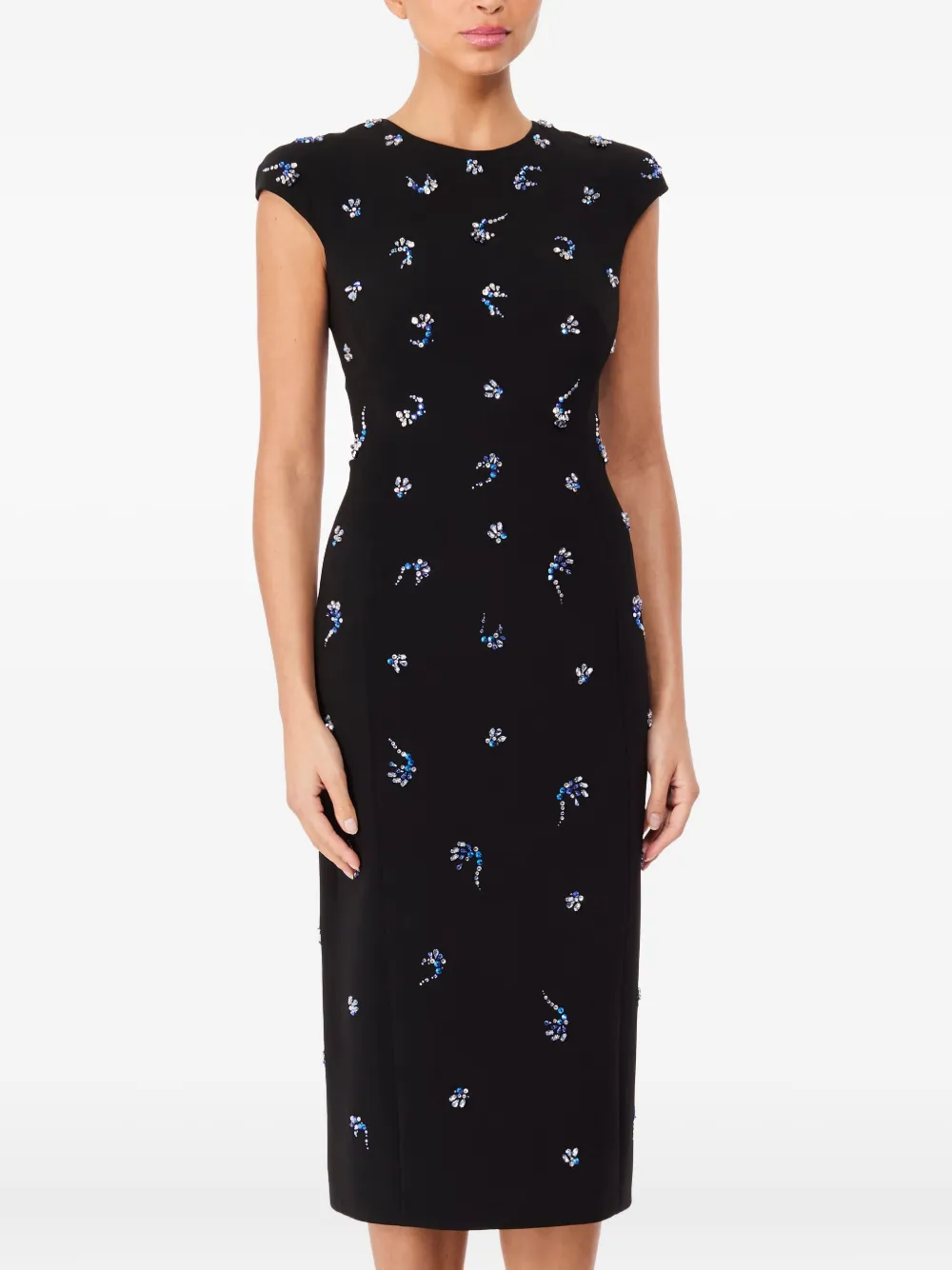 Jenny Packham Verfraaide midi-jurk met kapmouwen - Blauw