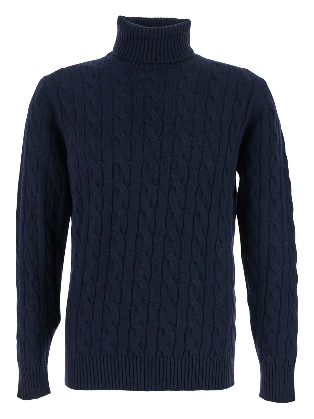 cable-knit turtleneck sweater