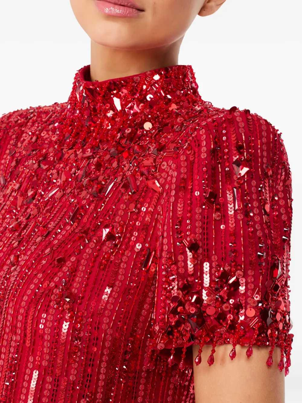 Jenny Packham Snapdragon mini-jurk met pailletten Rood