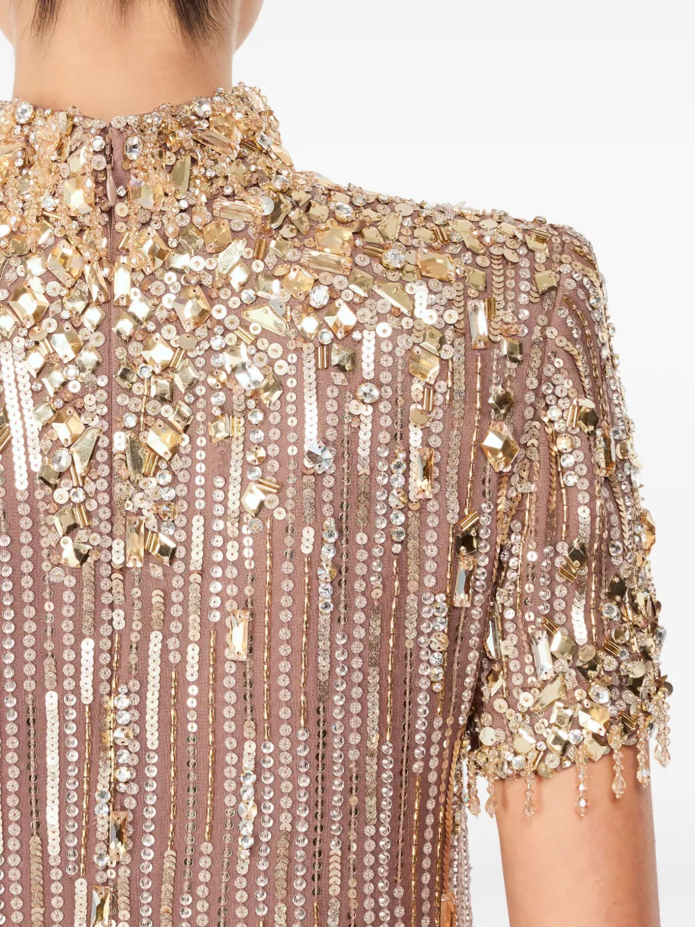 Jenny Packham Snapdragon mini-jurk met pailletten Beige