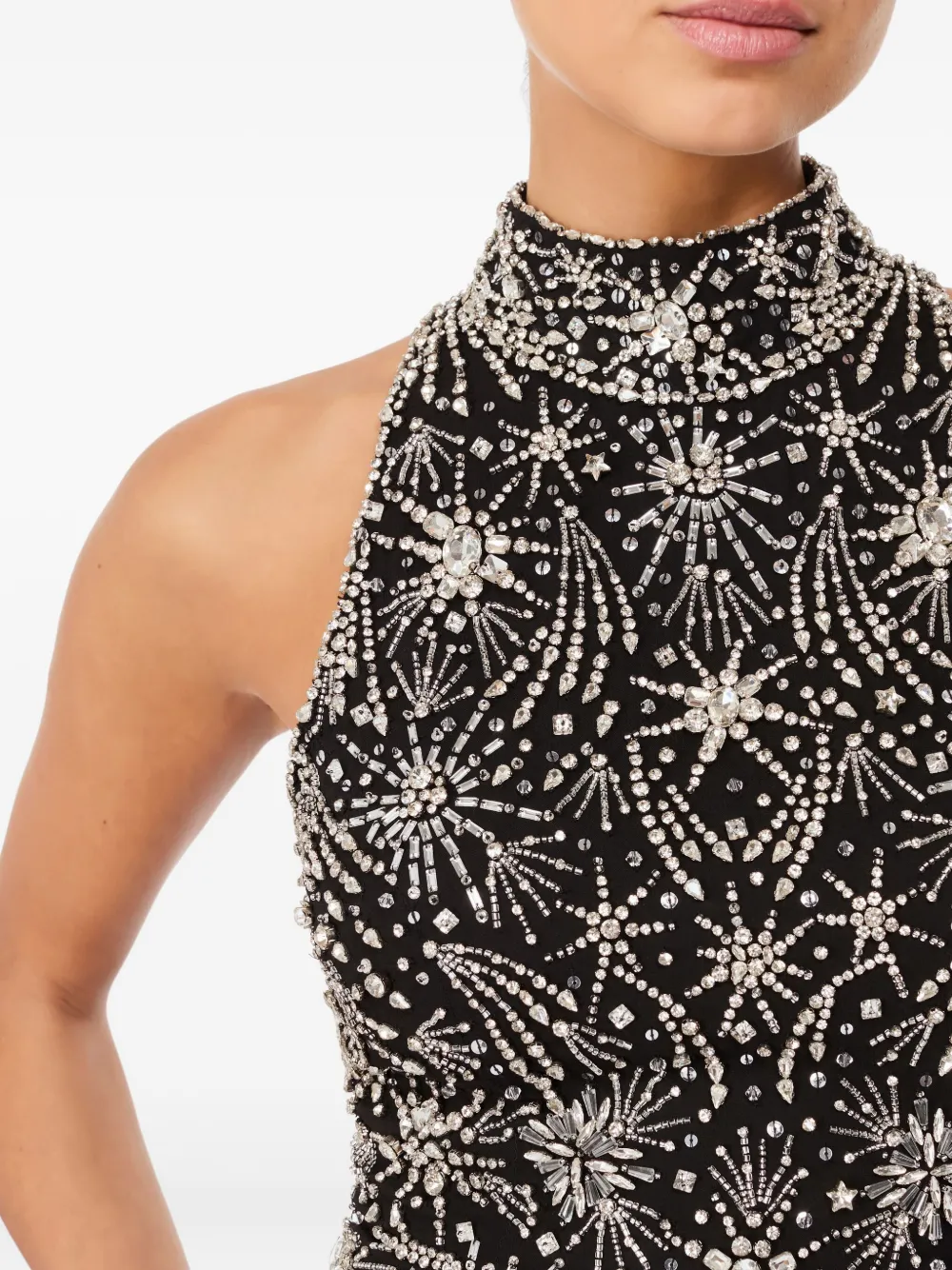 Jenny Packham Starry Night Embellished Mini Dress In Black