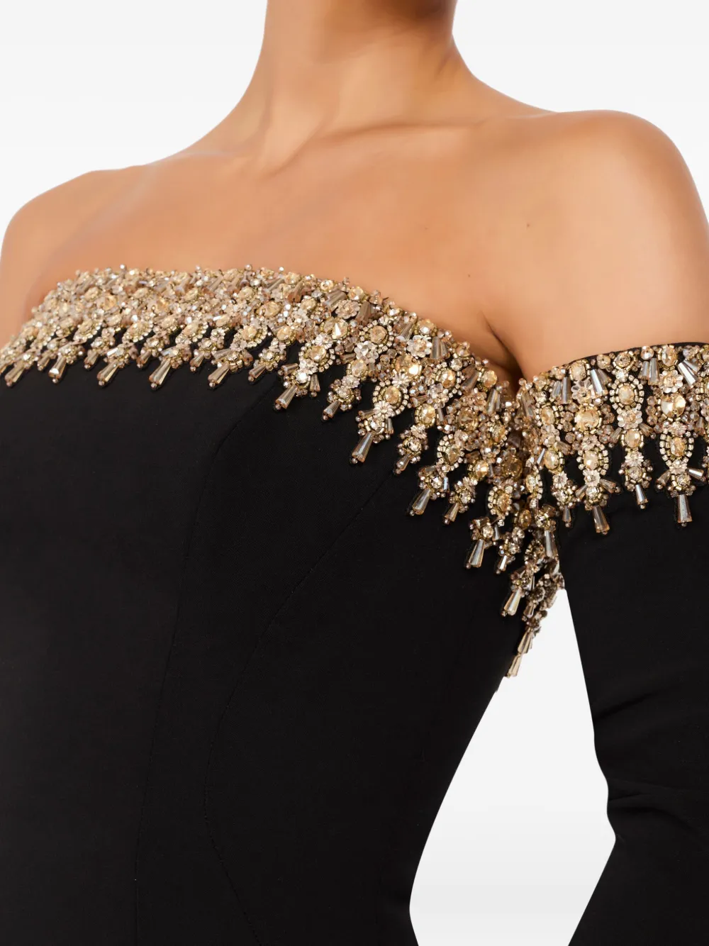 Jenny Packham Love Bubble off-shoulder mini-jurk Zwart