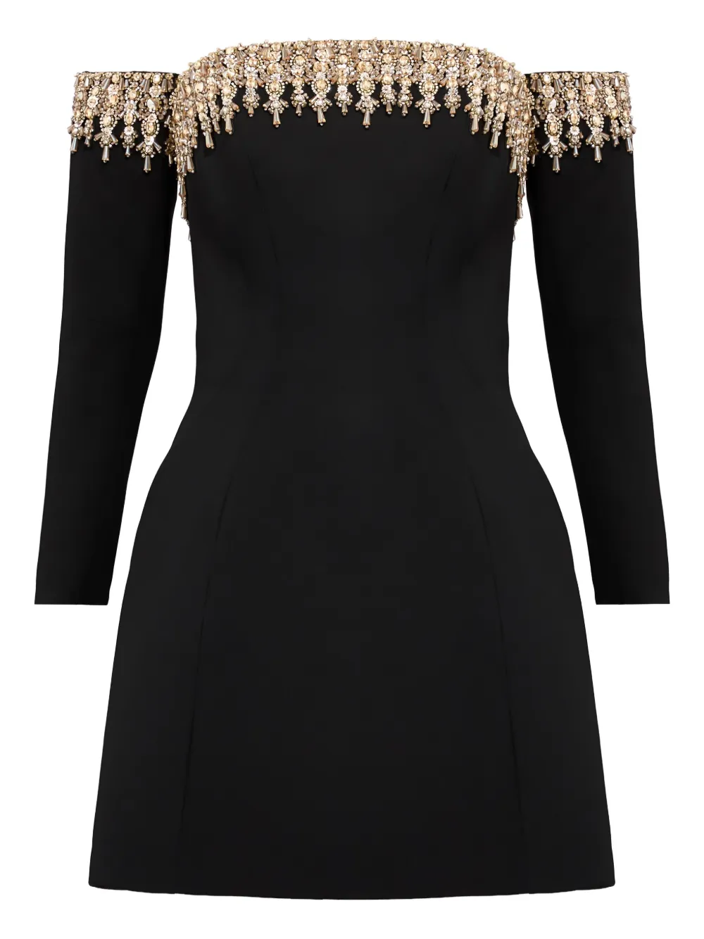 Jenny Packham Love Bubble off-shoulder mini-jurk Zwart