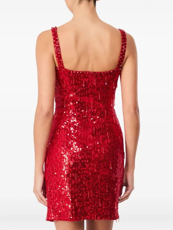 Jenny Packham Tina Sequin Fringe Mini Dress Red FARFETCH IN