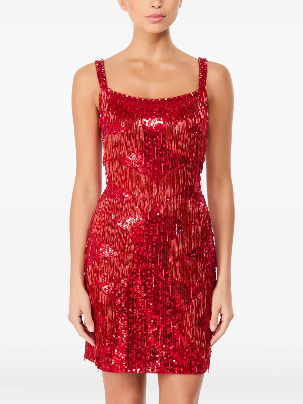 Jenny Packham Tina sequin fringe mini dress - Rood