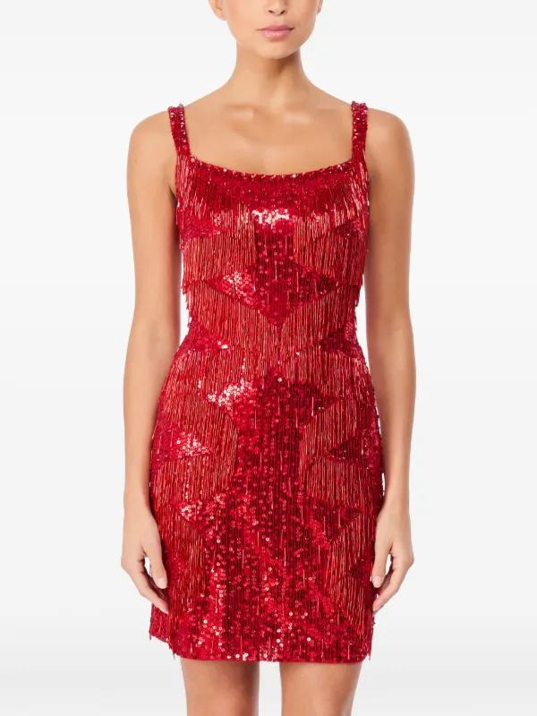Jenny Packham Tina Sequin Fringe Mini Dress Red FARFETCH PH