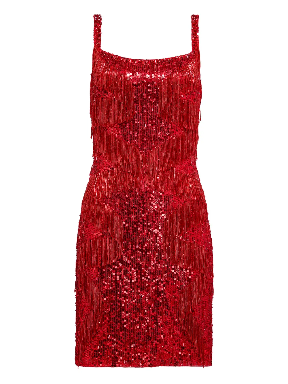 Jenny Packham Tina sequin fringe mini dress Rood