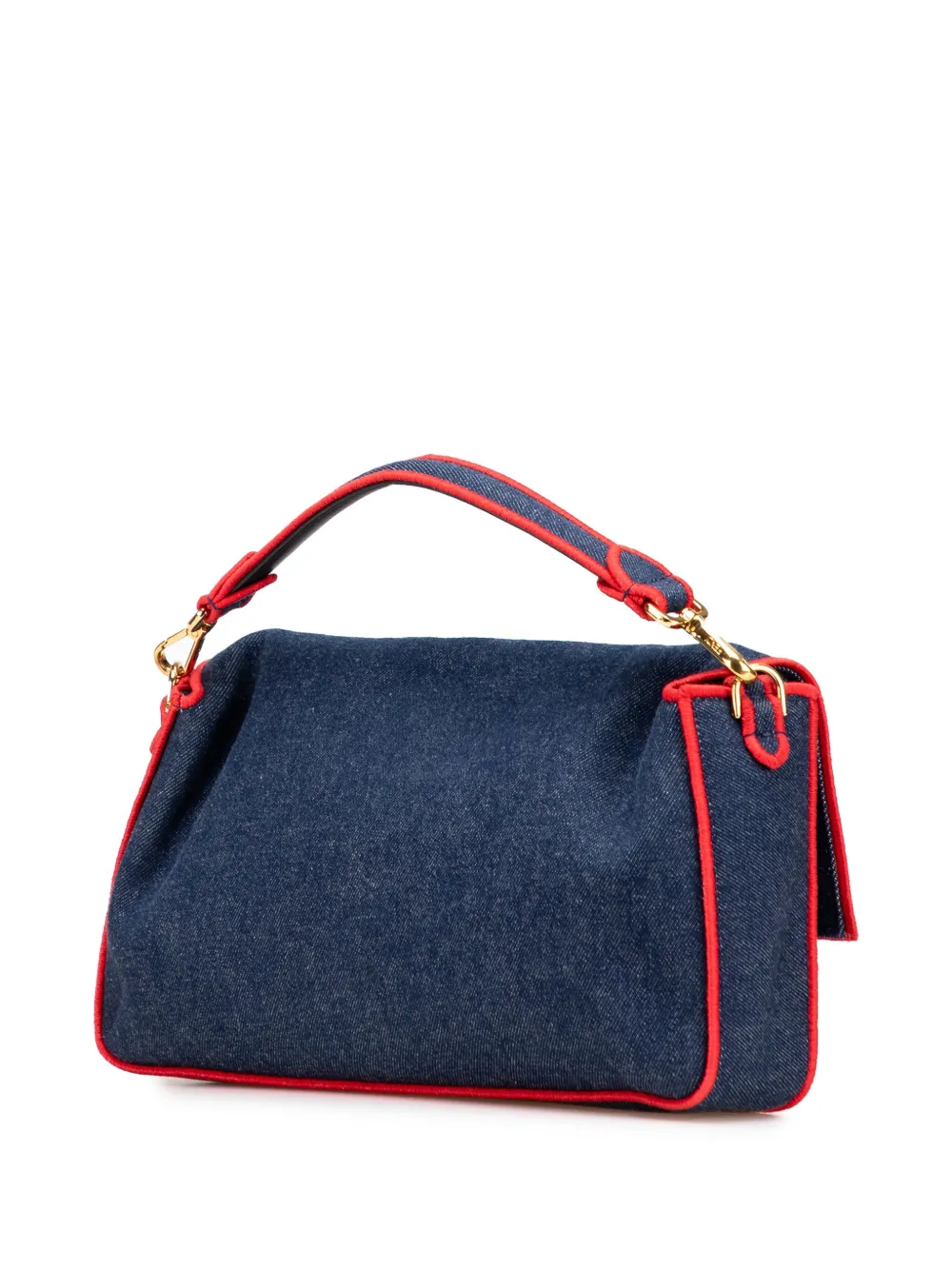 Pre-owned Fendi 2000-2010 Large Denim Baguette Satchel In Blue