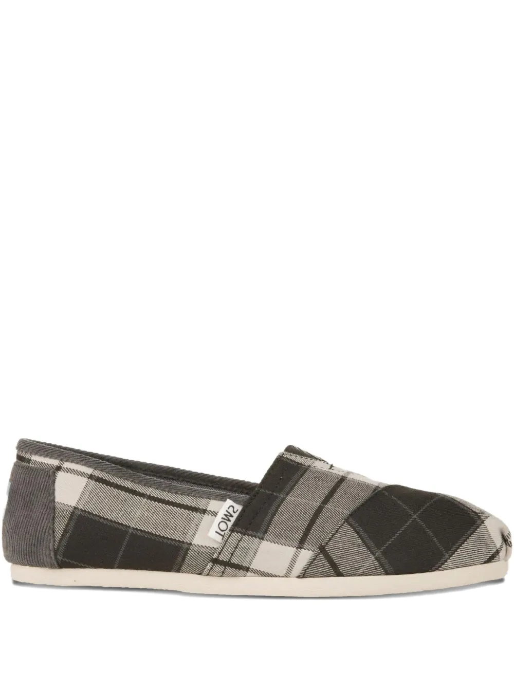 Toms Plaid Flat Espadrilles In Gray