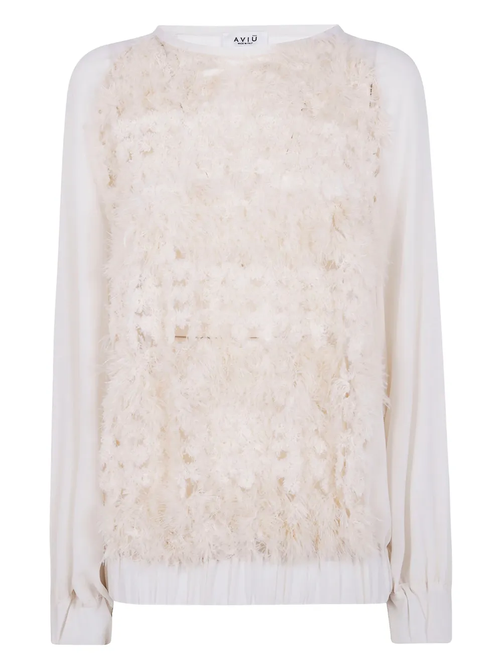 Aviu Feather-trimmed Blouse In Neutral