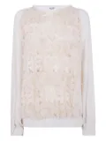 Aviù feather-trimmed blouse - Neutrals