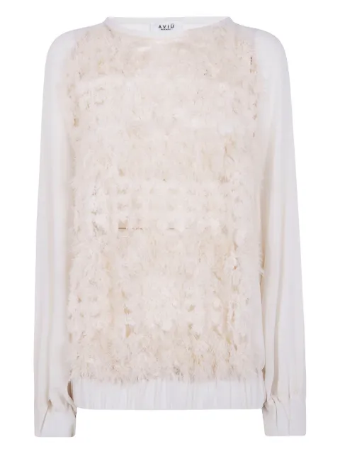 Aviù feather-trimmed blouse
