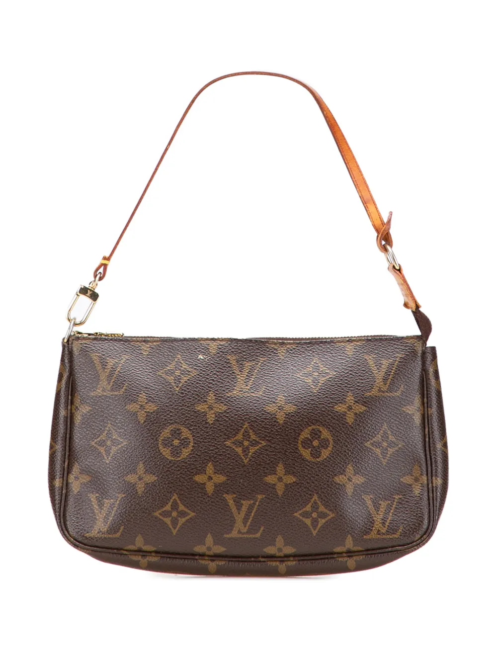 Pre-owned Louis Vuitton 2005 Monogram Pochette Accessoires Shoulder Bag In Brown
