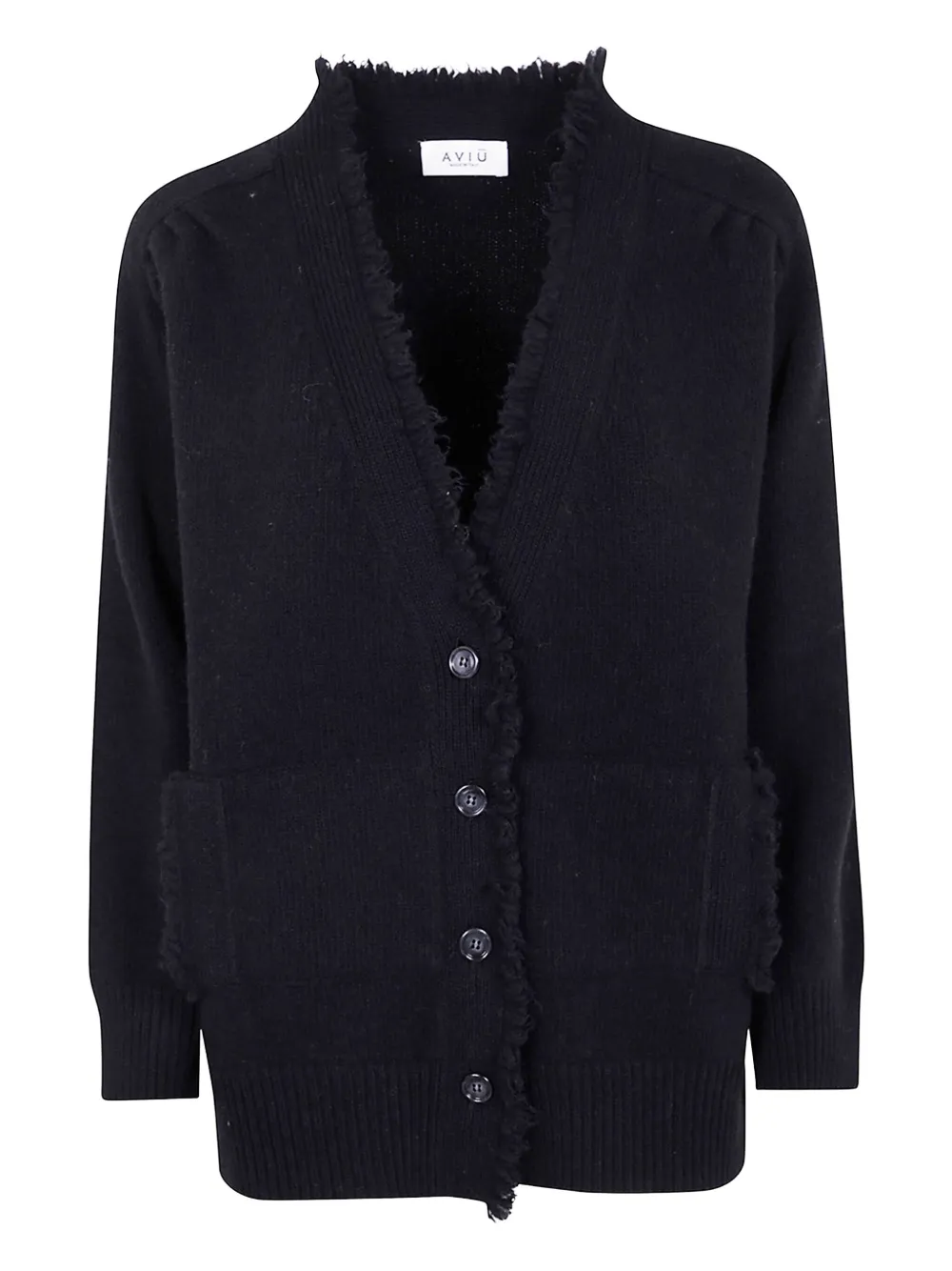 Aviù frayed-edge V-neck cardigan | Black | Image 1