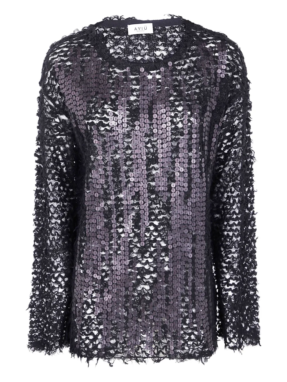Aviù sequin-embellished frayed sweater | Black | Image 1